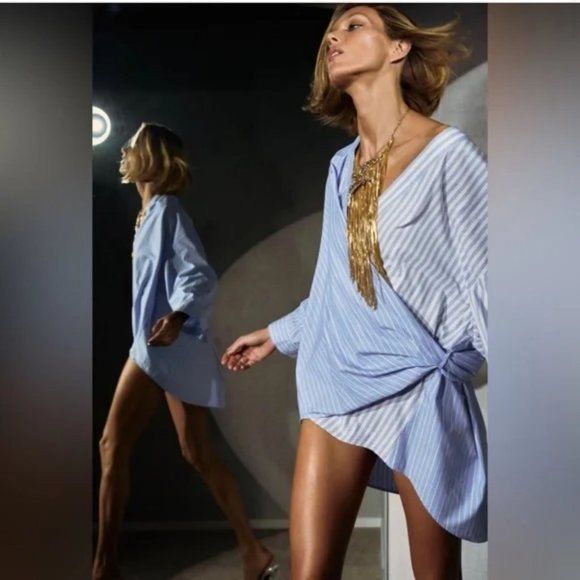 ZARA POPLIN WRAP SHIRT - Picture 3 of 11